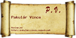 Pakulár Vince névjegykártya